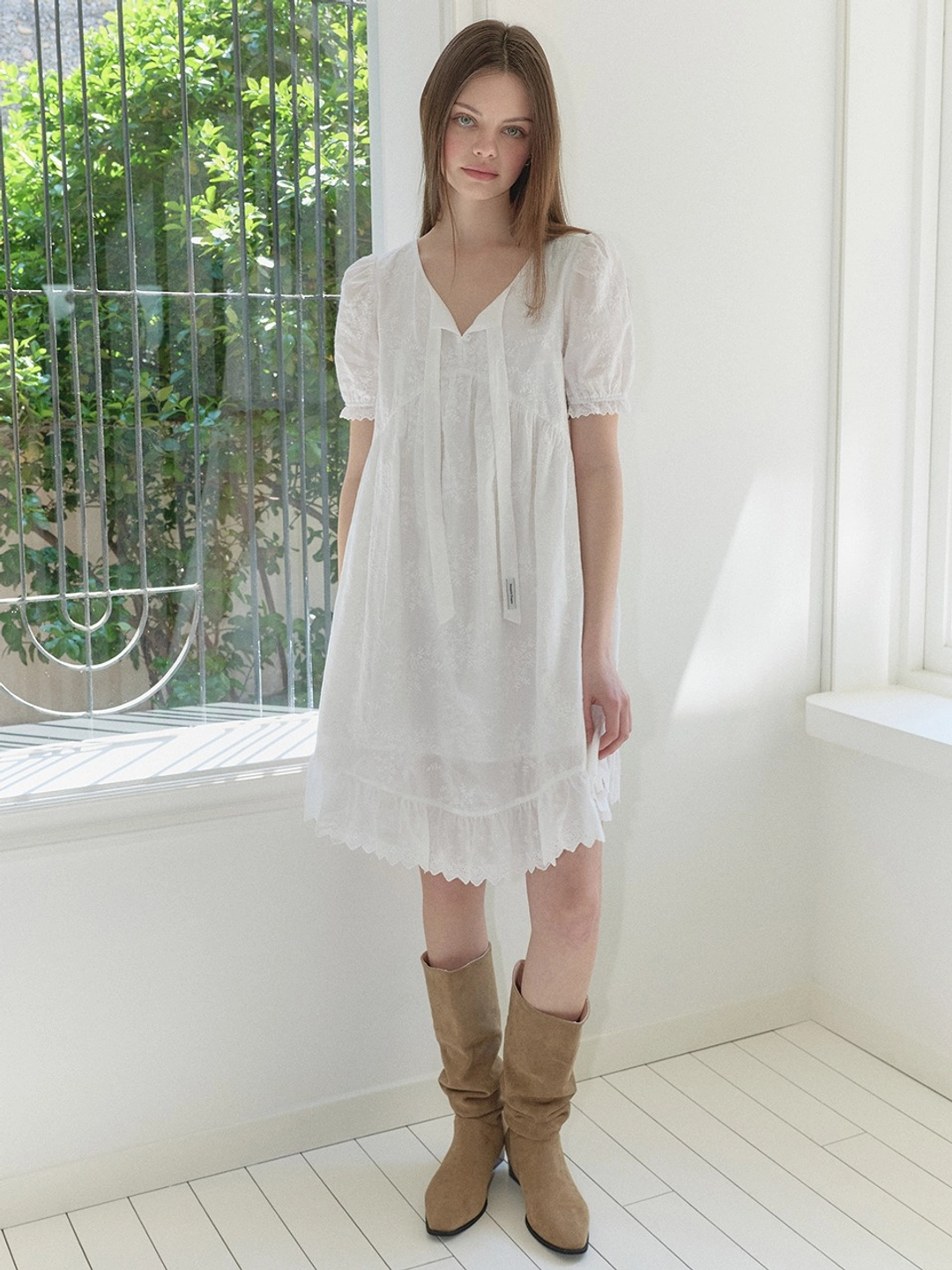 마가린핑거스 FLORAL TIE ONE-PIECE (WHITE) 상품 이미지 2