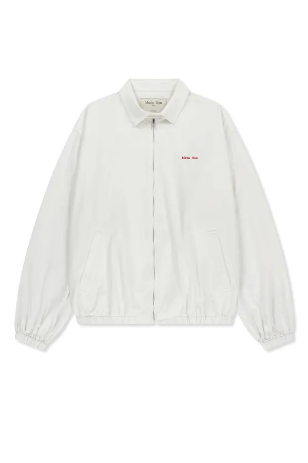 SMALL LOGO COTTON ZIP UP JUMPER IN WHITE