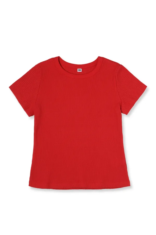 Waffle Half Sleeve Tee Red