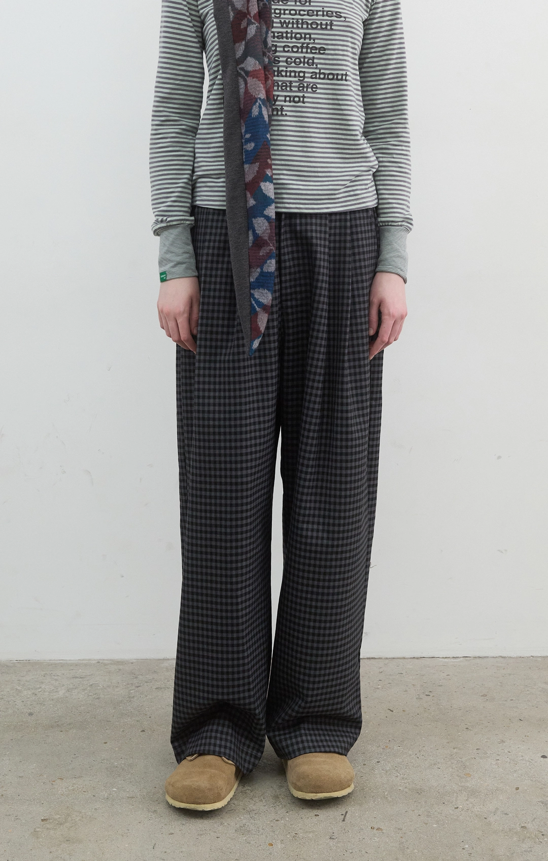 노컨텐츠 429. Check Wide Pants_Black 상품 이미지 2