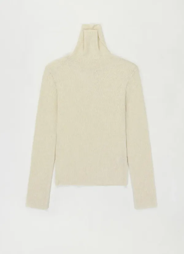 Ribbed turtleneck knit (Cream)