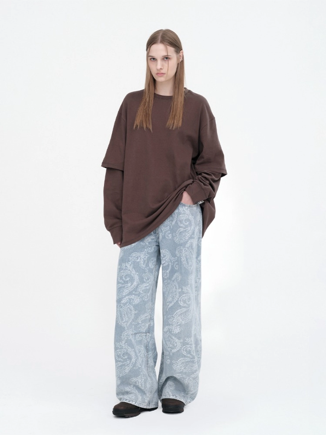밀로 우먼 Paisley Wide Jeans [Light Blue] 상품 이미지 1