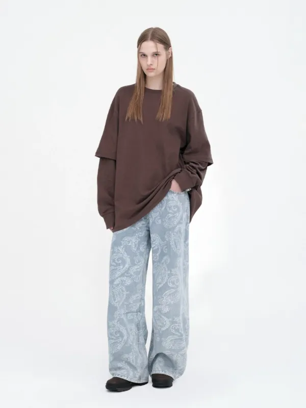 Paisley Wide Jeans [Light Blue]