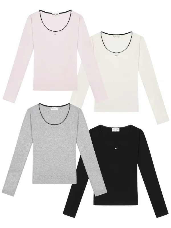 Black Lace U-Neck T