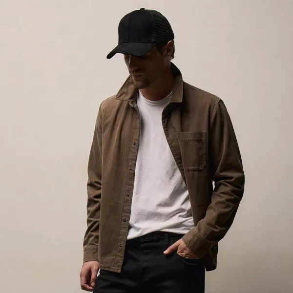 Herringbone Twill Shirt Jacket - Caribou Pigment