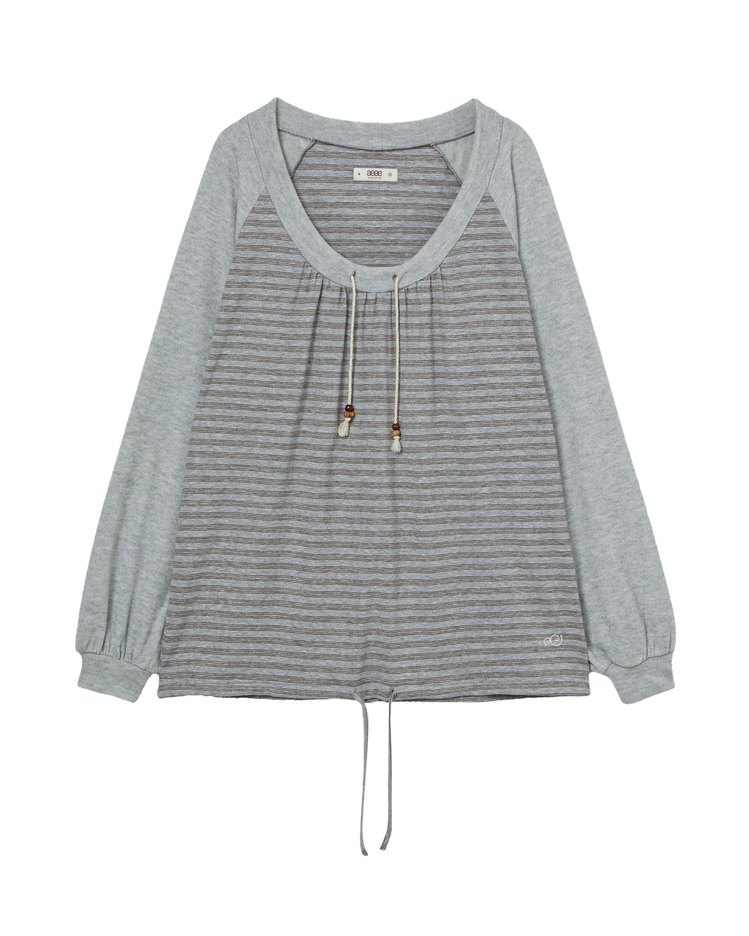 에이이에이이 STRIPE DRAWSTRING TOP [GREY] 상품 이미지 1