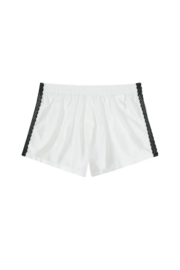GLOSSY LACE SHORTS [WHITE]