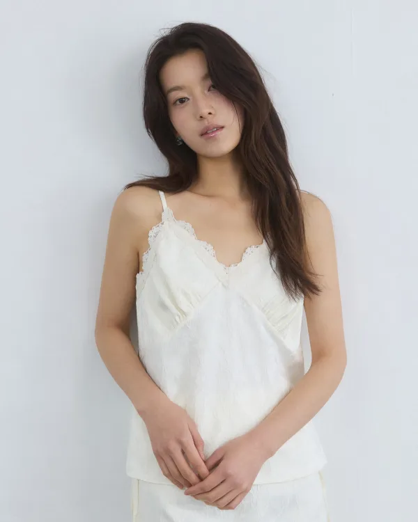 Jacquard satin bustier - cream