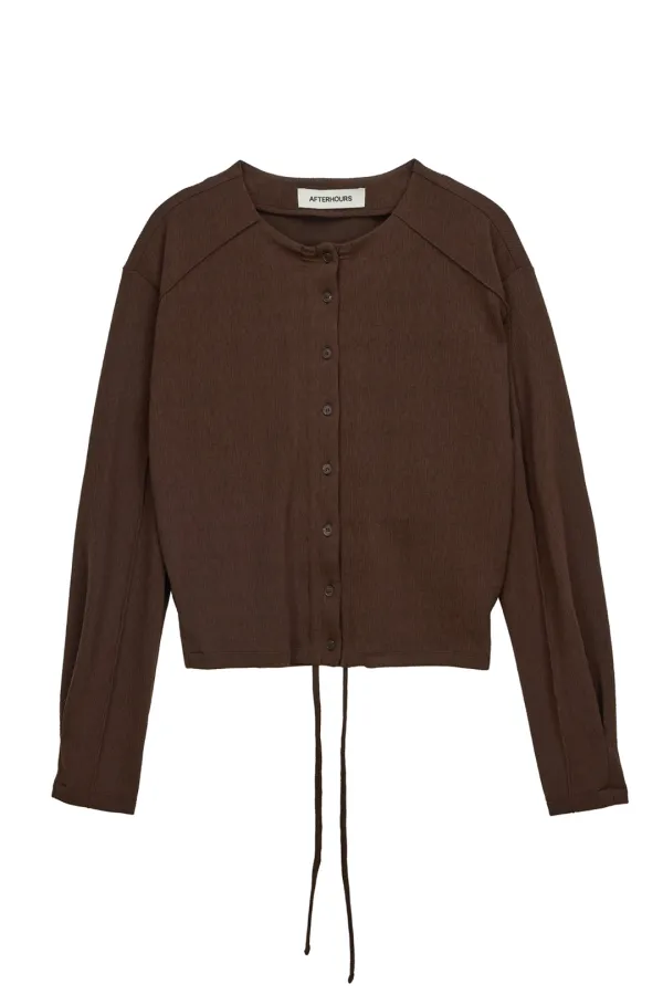 SHIRRING BUTTON CARDIGAN (BROWN)