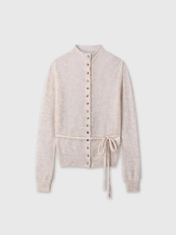 (W) MOHAIR HALF-NECK CARDIGAN_ ECRU