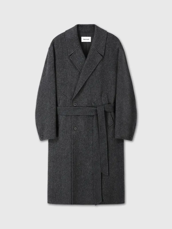 (2026/09/16 12:00 Open) (W) HAND-MADE WOOL BELTED DOUBLE COAT_ MELANGE CHARCOAL