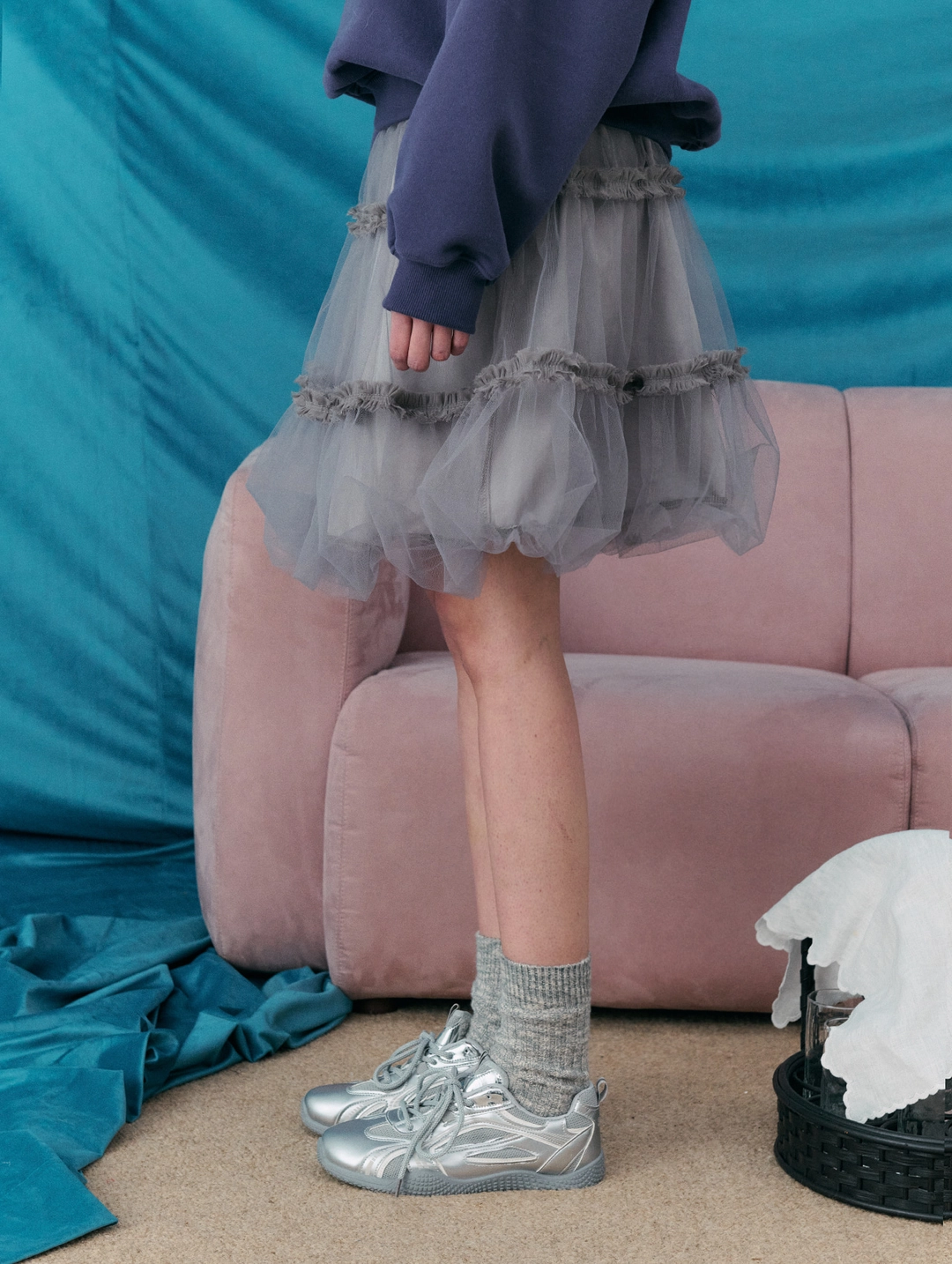 포에토 Tuflair flare skirt - ash grey 상품 이미지 2