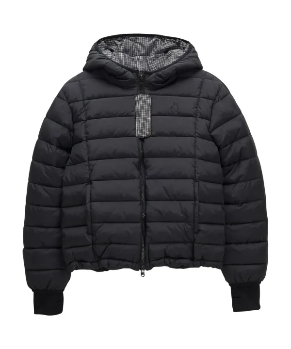 Hood Check Light Puffer Jacket-Black