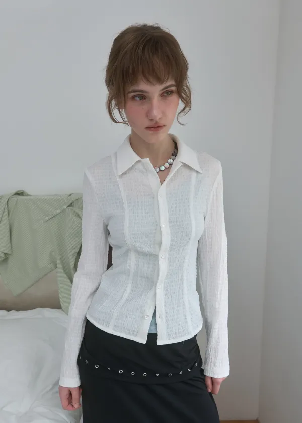 Crinkle Fitted Shirt_White