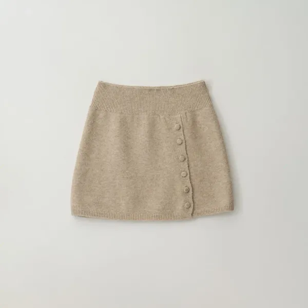 Kate mini button skirt_oat beige