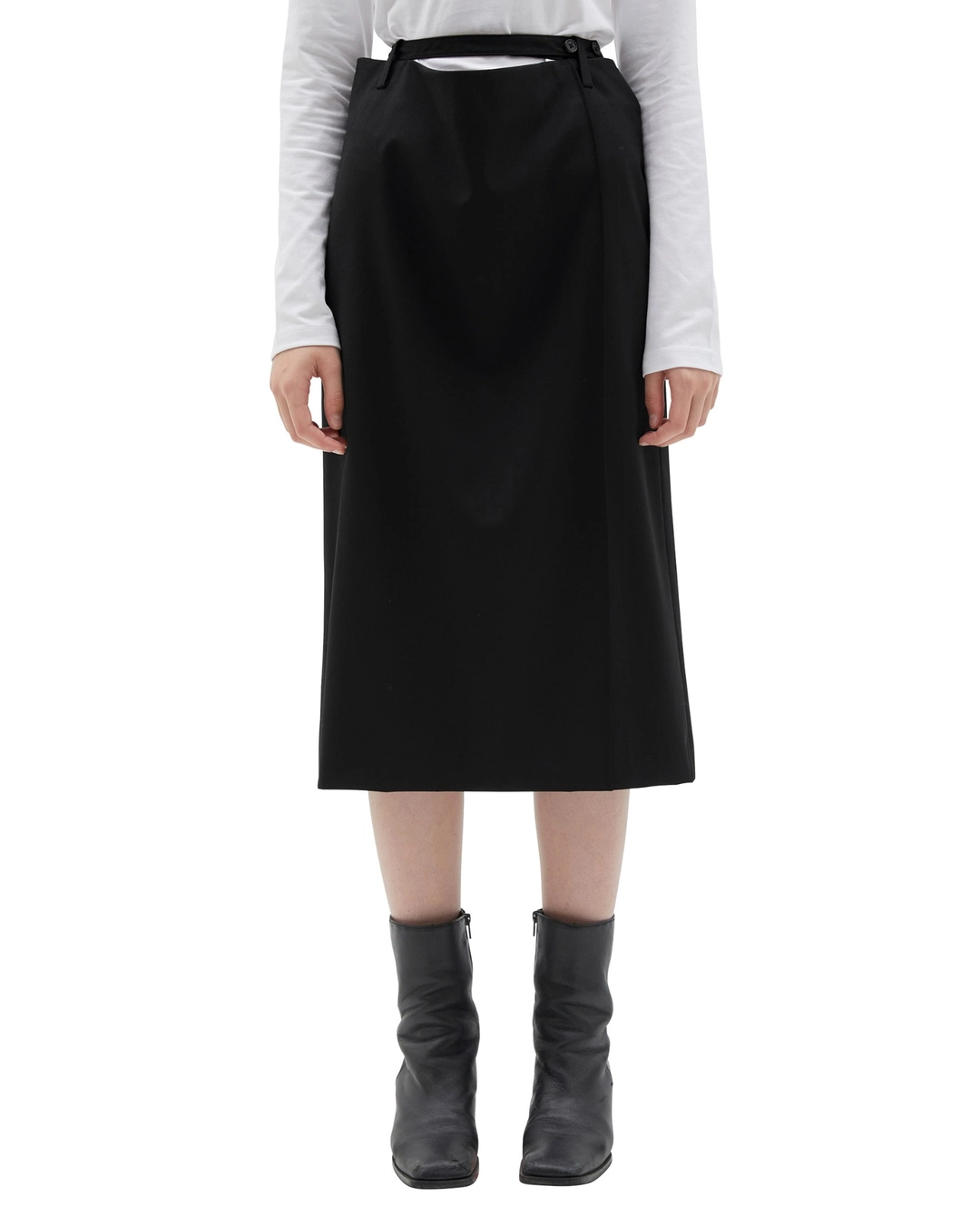 브라운야드 W Wool Blend Belt Skirt, Black 상품 이미지 2