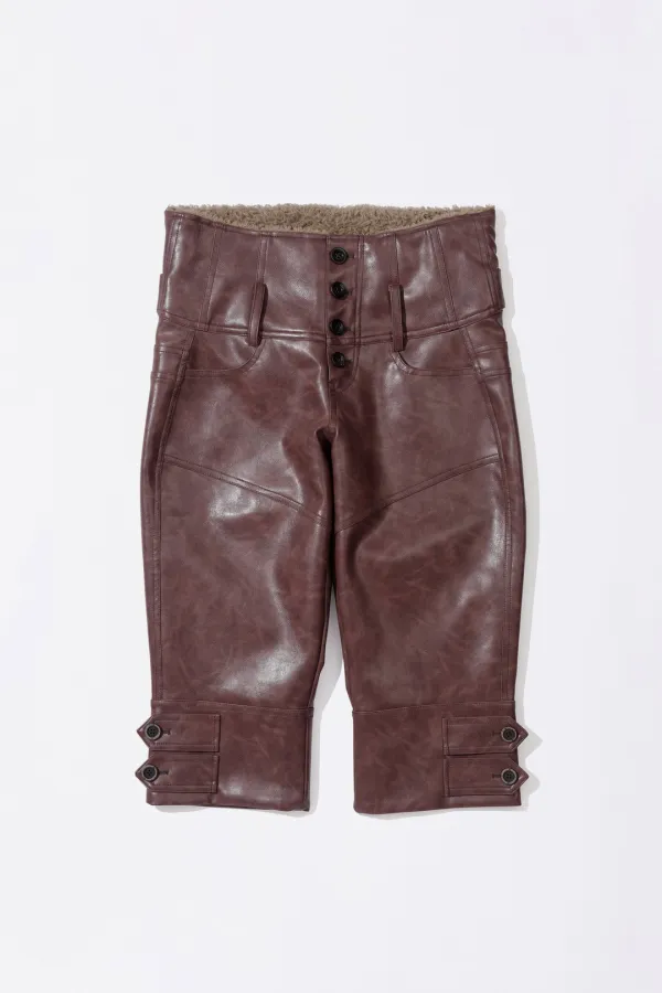 Capri Faux Leather Pants Burgundy