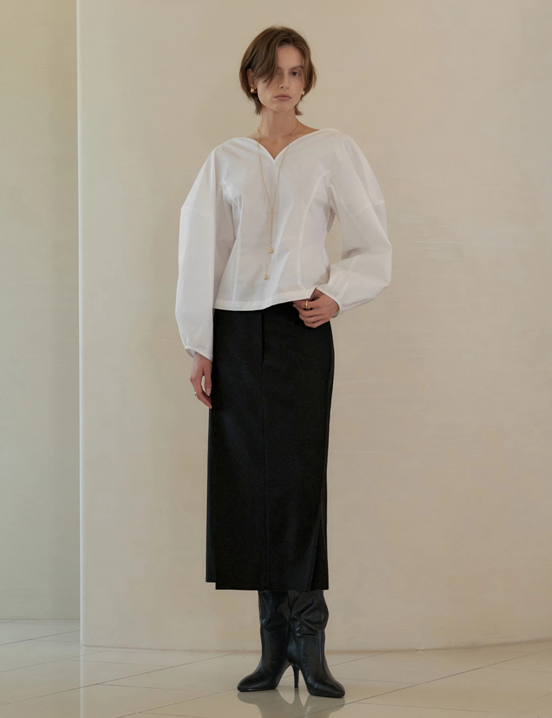 노미나떼 Selen Volume Blouse (White) 상품 이미지 2