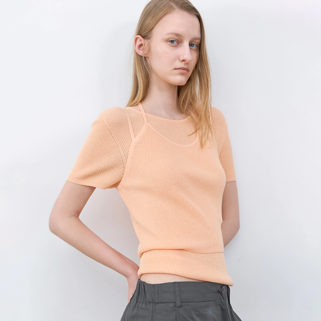 아뜰리에 나인 (T-7250)LAYERD HALTER NECK BUSTIER&TOP KNIT SET 상품 이미지 1