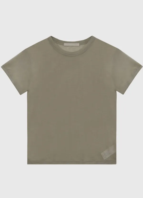 Tencel See-through Round Short Sleeve T-shirt