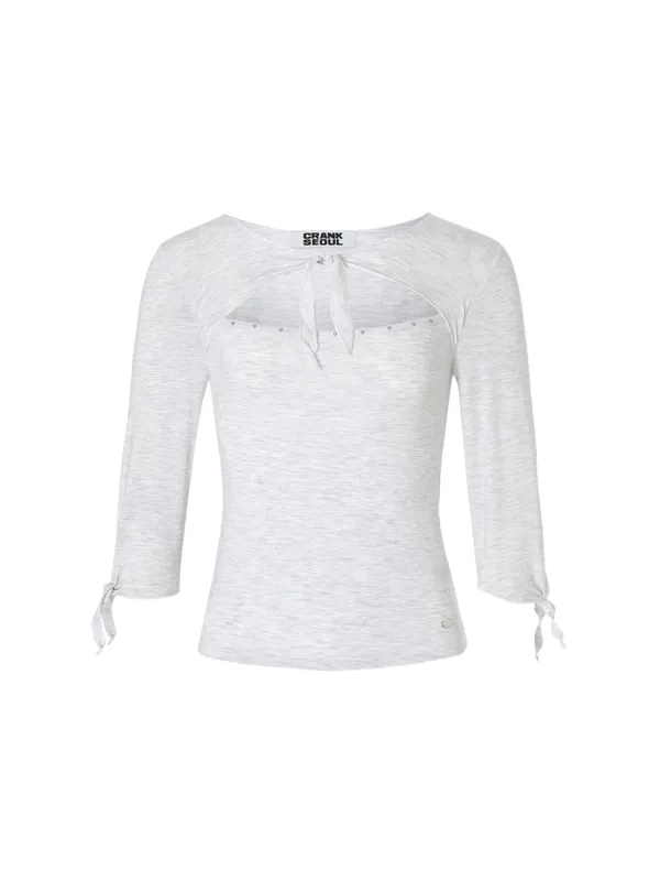 STUD TIE TOP_LIGHT MELANGE GREY