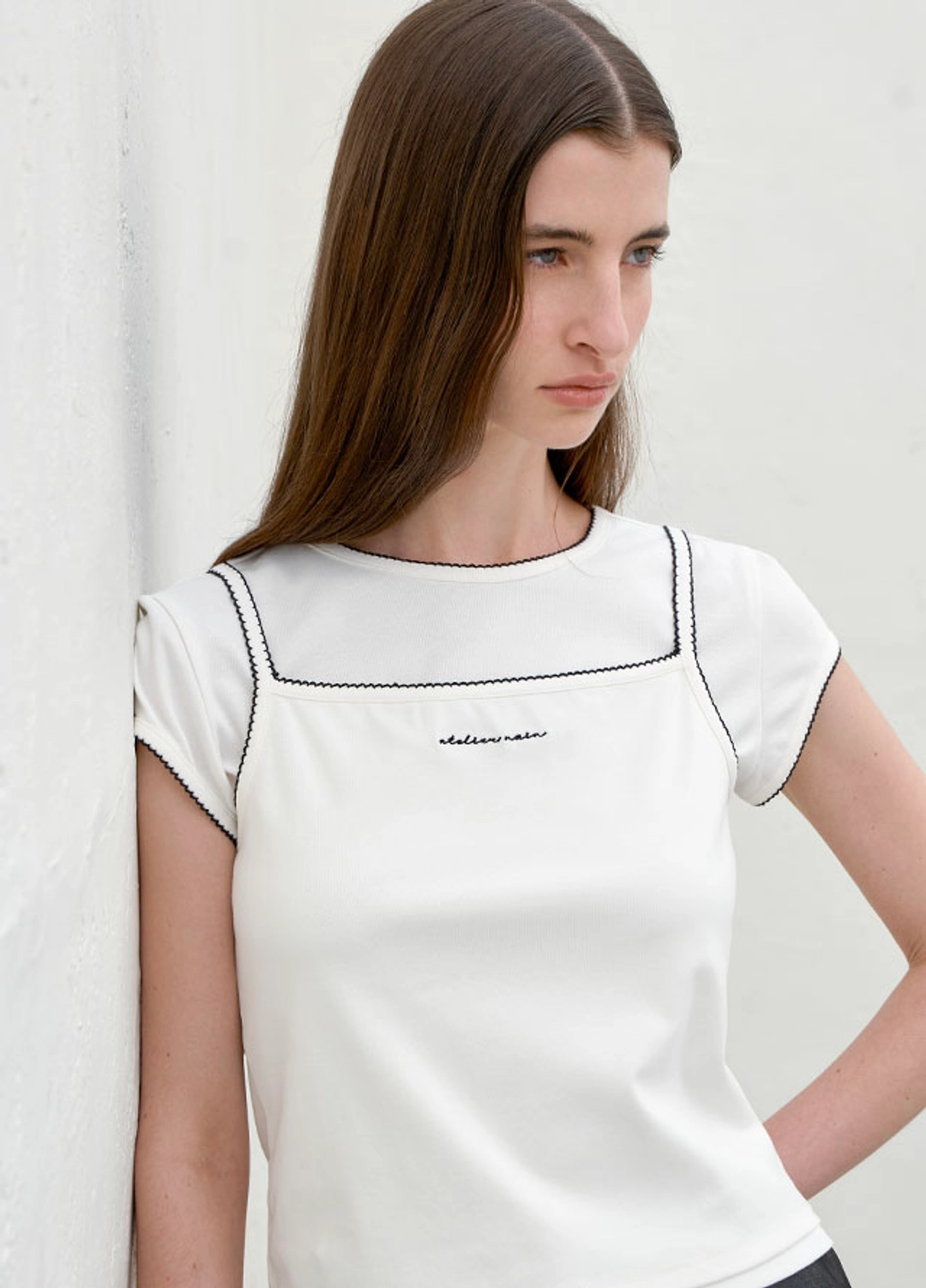 아뜰리에 나인 (T-7040)LAYLA PICOT STITCH SLEEVELESS 상품 이미지 3