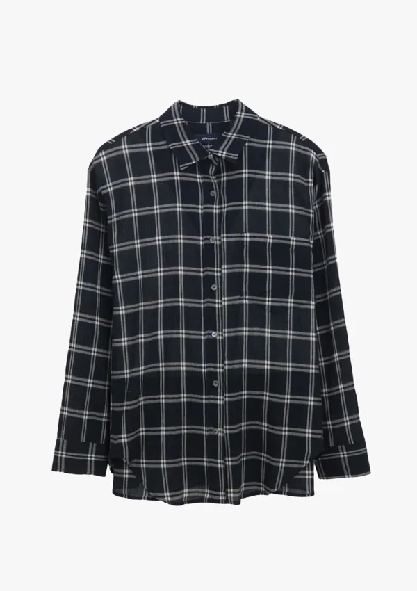 Check seersucker shirt Black