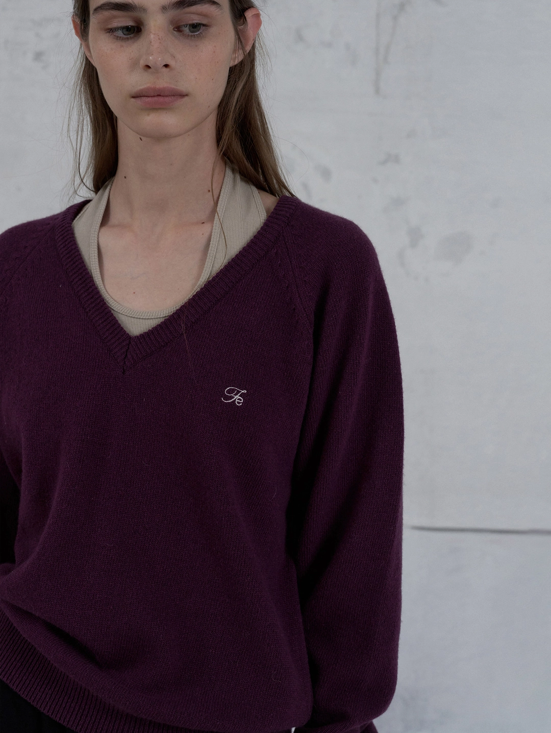 포에토 [29th] Mild cashmere v-neck knit - grape 상품 이미지 2