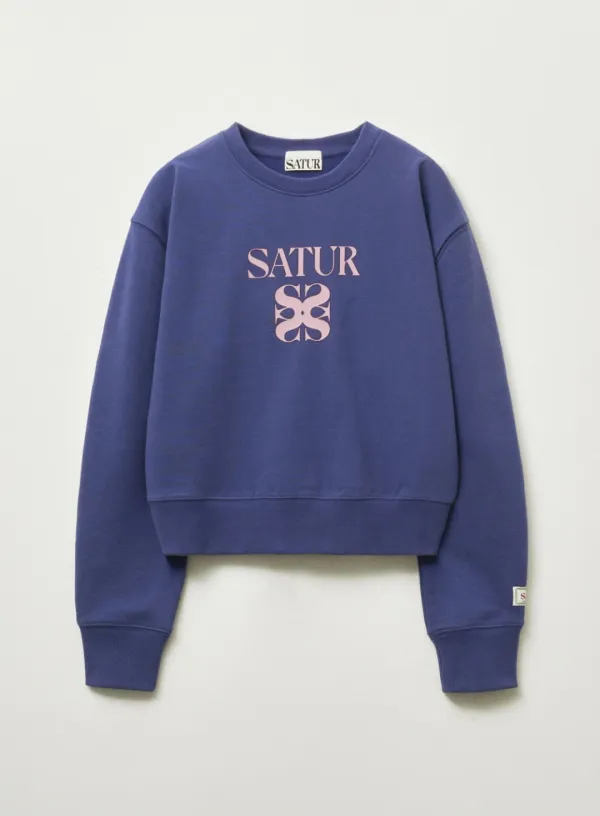 (W) Apero Volume Sleeve Crop Sweatshirt - Purple