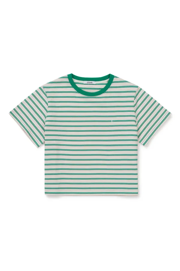 [26SM clove] Stripe Logo T-Shirt (Green)