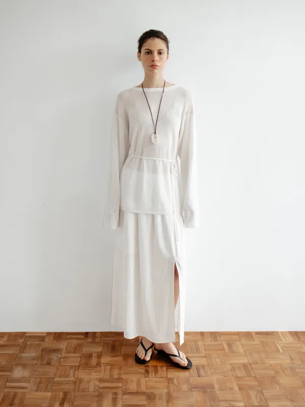[예약배송 : 5/21] TIR CRINKLE SHEER LONG SKIRT_WHITE