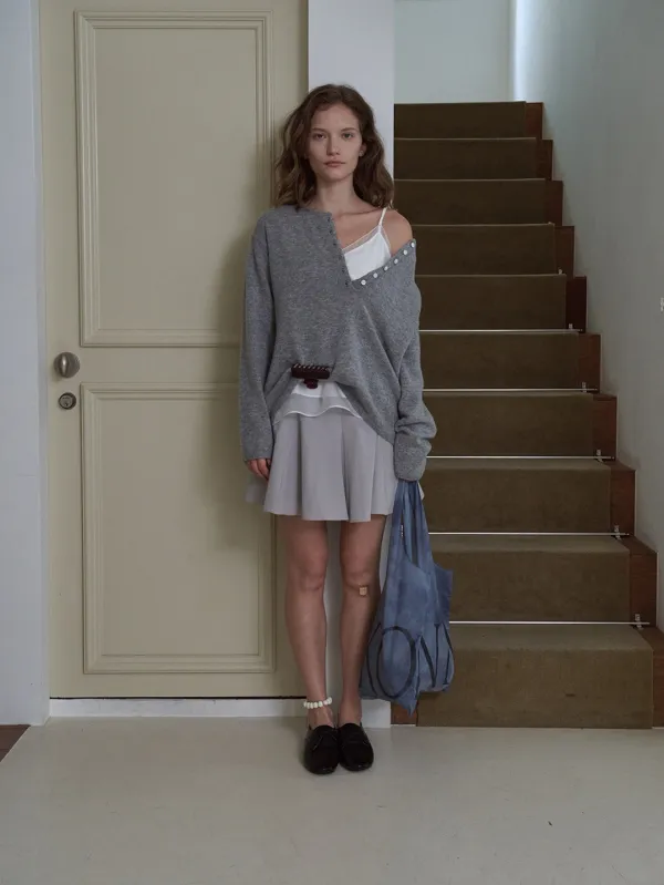 Loner Cashmere Henley Knit - Gray