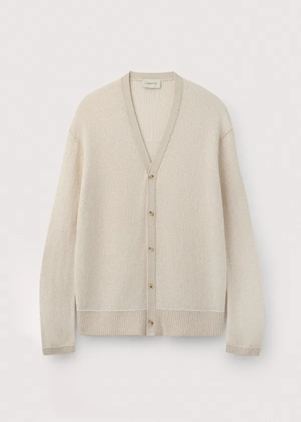 Japanese paper yarn Y neck cardigan_Paper