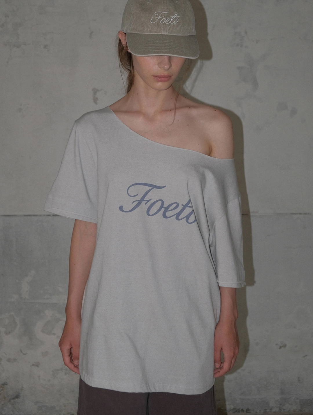 포에토 [4th] Vintage pigment off-shoulder tee - mute grey 상품 이미지 2