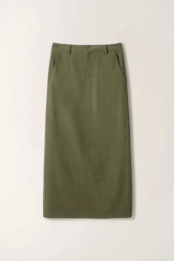 [0,2size 5/29 예약배송][지나정 콜라보] 코튼 맥시 스커트 (Khaki)_2GMUSK10