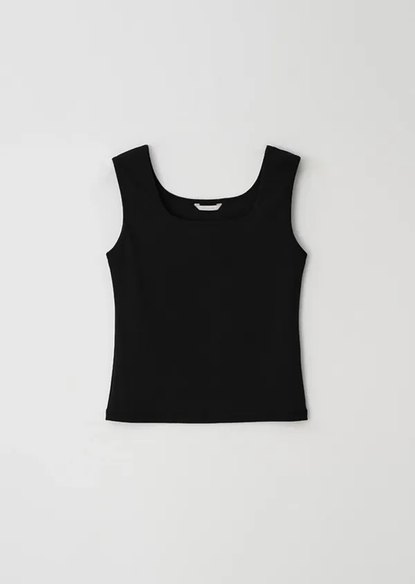 square neck sleeveless top-black