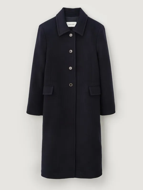 Single button long coat - Navy