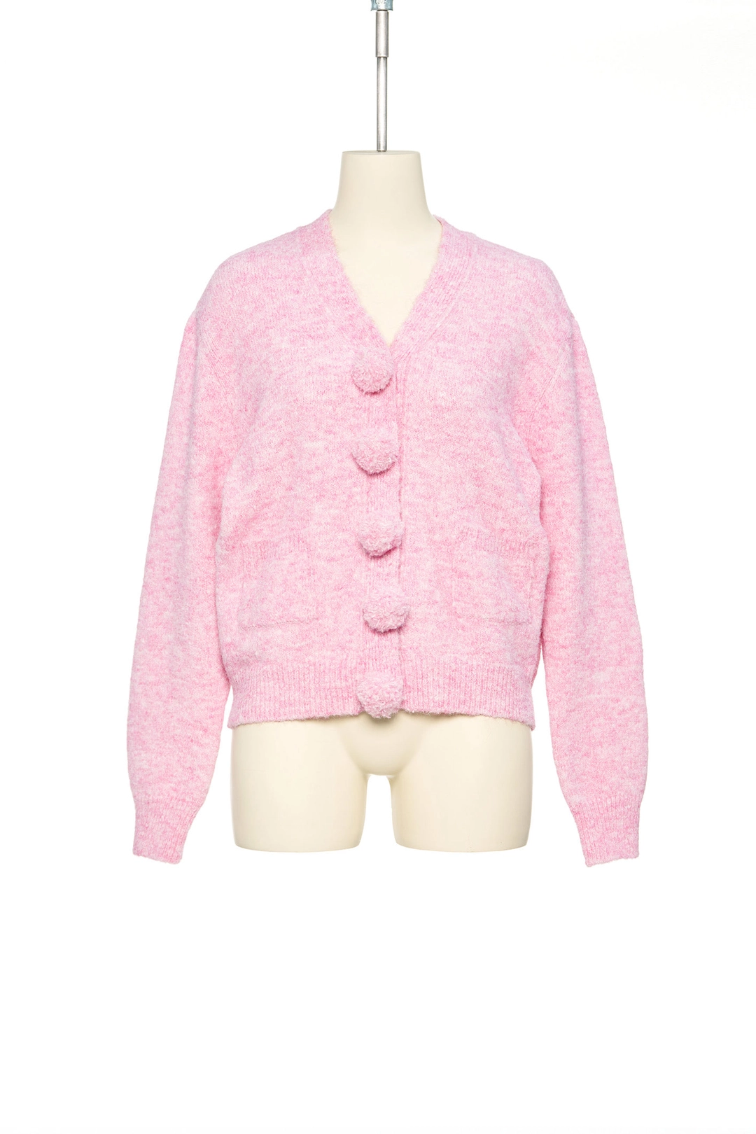 푸쉬버튼 FW25 UNDERLINE PINK V-NECK CARDIGAN 상품 이미지 1
