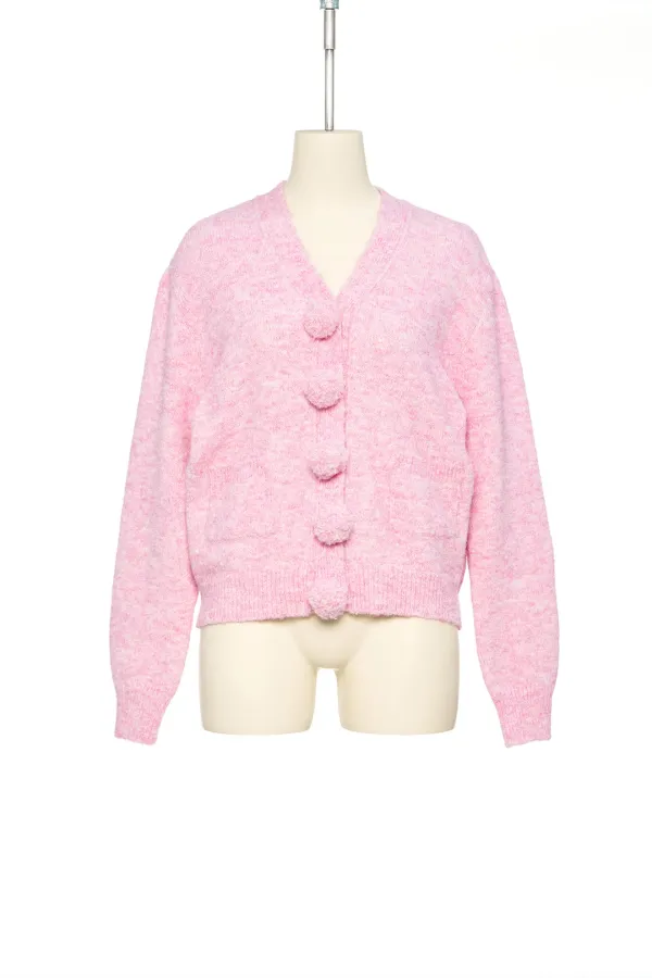 FW25 UNDERLINE PINK V-NECK CARDIGAN