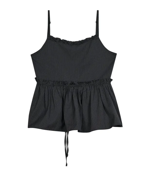 Stripe Open Back Sleeveless Top [Black]