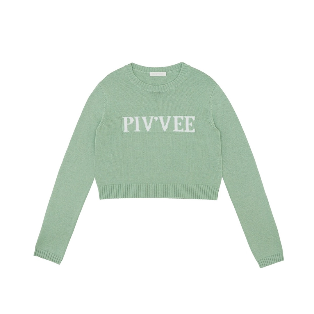 피브비 Piv\'vee Lettering Knit Top (pistachio mint) 상품 이미지 1