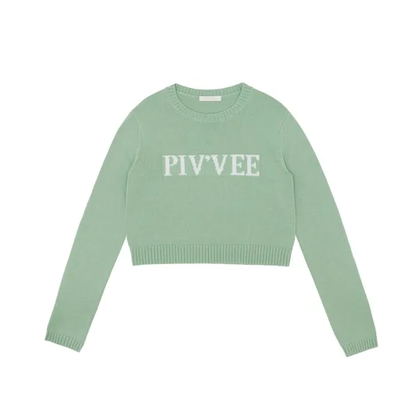 Piv\'vee Lettering Knit Top (pistachio mint)