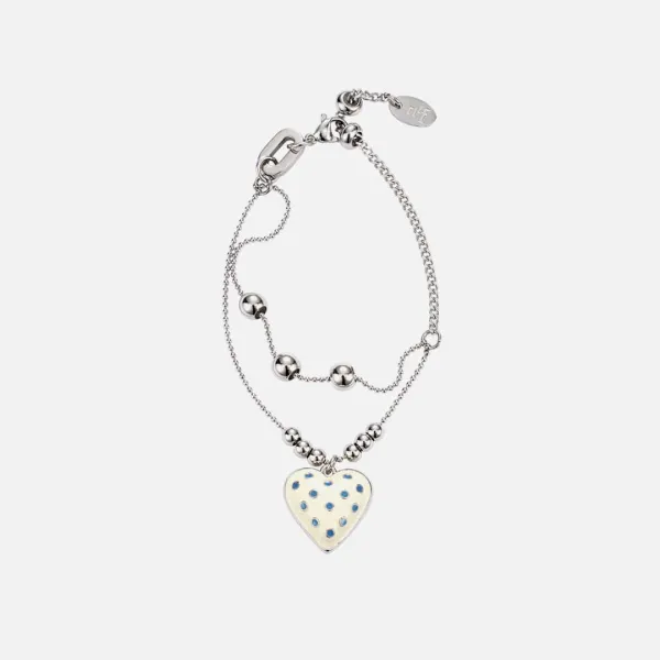 dot heart bracelet-ivory