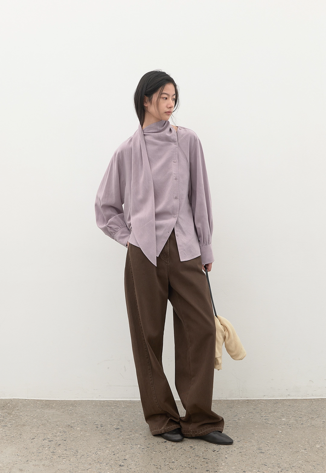 아뜰리에 나인 (BL-4453)PARCO WASHING TEXTURE TIE BLOUSE 상품 이미지 3