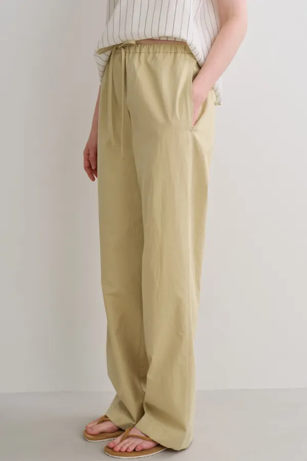 cotton linen banding pants (dust yellow)