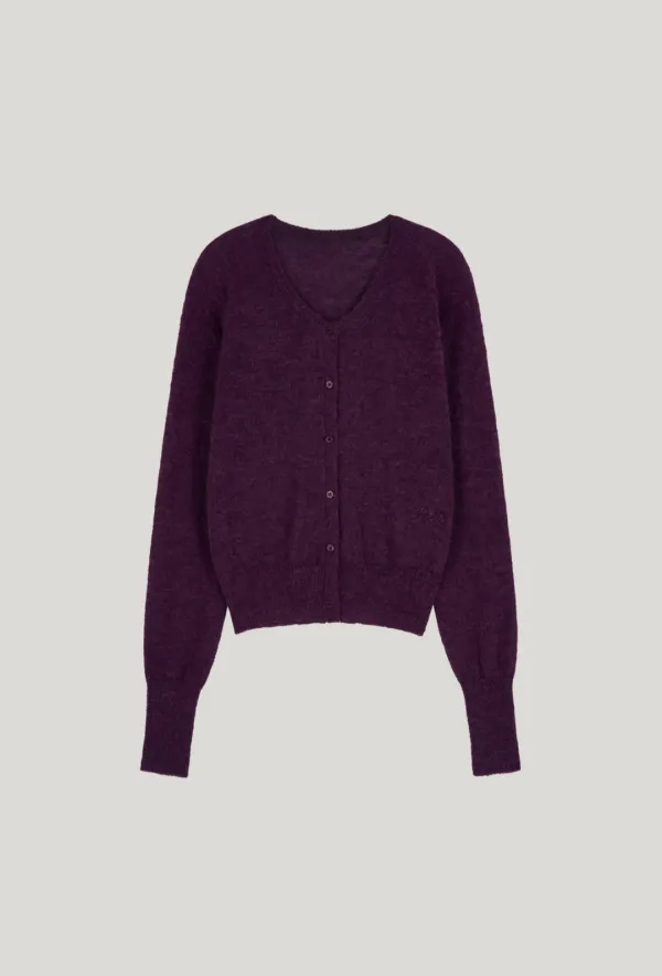 signature alpaca cardigan_purple