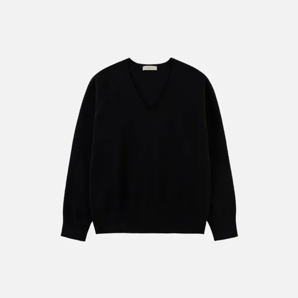 SIKN2181 벌룬 브이넥 루즈 핏 니트_Black