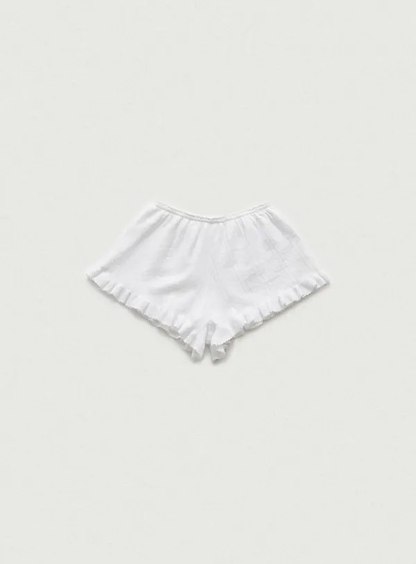 Cotton Eyelet Knit Shorts_Ivory