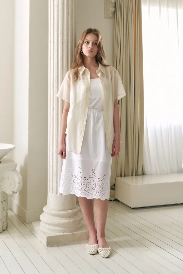 Breeze Sheer Stripe Shirts (Butter)
