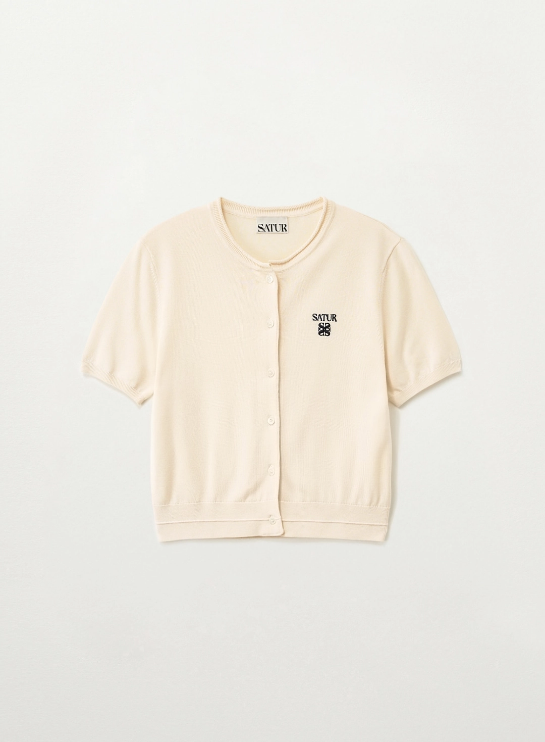 세터 (W) Fine Half Crewneck Cardigan - Cream 상품 이미지 1